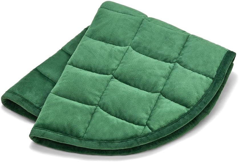 TONGDADA Weighted Lap Blanket 7lbs for Adult,Perfect for Relaxation, Lounging, Napping, Sleeping & Travel,Luxury Minky Weighted Body Blanket,Weighted Throw Blanket-Dark Green Minky, 29" x 24"