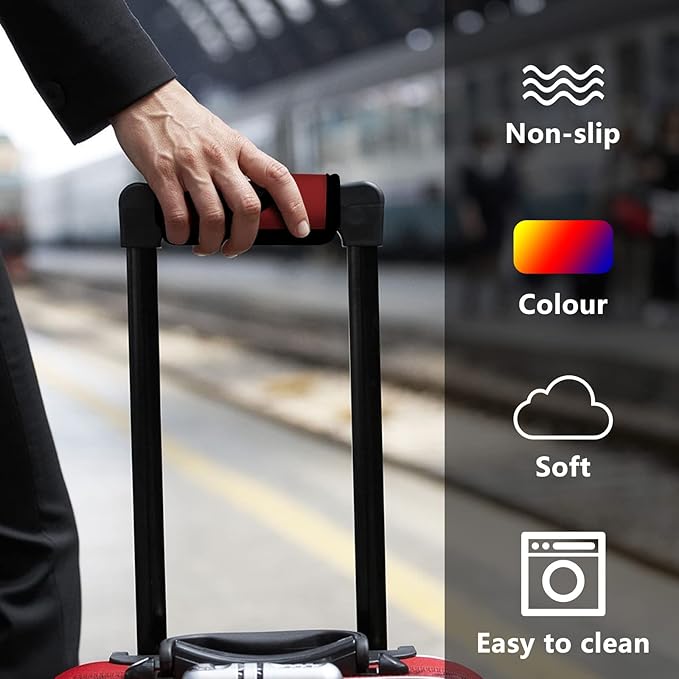 5 Pcs Neoprene Luggage Handle Wrap Handle Grip Luggage Tags Identifier Hollow Design for Push-Button, Bright Luggage Markers for Airport Travel Luggage Suitcase Trolley Case
