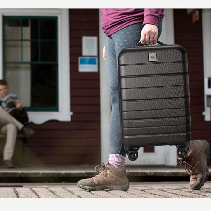 Skyway Epic 2.0 Hardside Lightweight and Durable ABS Shell Luggage, Spacious with 8-Wheel Spinners, Comfort Grip with Telescoping Handle, Men and Women, Midnight, 3-Piece Set (20,24, 28)