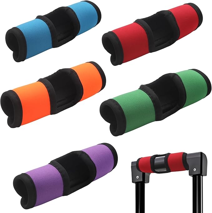 5Pcs Luggage Handle Wraps for Suitcase with Hollow Design, Soft Grip Identifier Covers for Push-Button Suitcase Handles,Multi Color