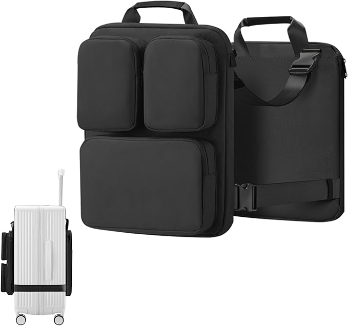 SOKOK Over Luggage Organizer Storage Bag with Multi Pockets, Slide On Luggage Harness with Adjustable Straps, 2-in-1 Travel Accessories Suitcase Vest Bag Fits Most Suitcases, Black-3