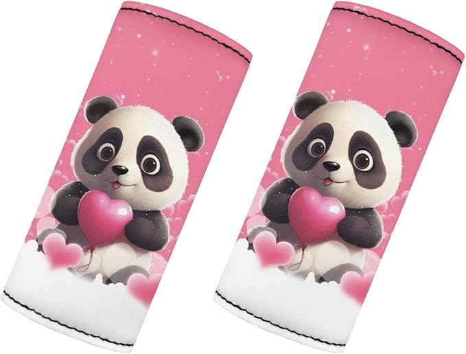 BIGCARJOB Love Panda Luggage Handle Wraps Set of 2 Pcs Cute Identifier Travel Bag Wraps Valentine's Day Gifts por Women Girls Suitcase Handle Sleeve Cover Pink Door Handle Protector