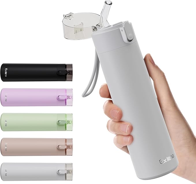 9oz Small Water Bottles with Straw, Mini Water Bottle One-Hand Open Design, Leak-Proof Locking Lid for Hot&Cold Drinks, Small Travel Water Bottle - 100% Leakproof for School, Travel...(Light Grey)