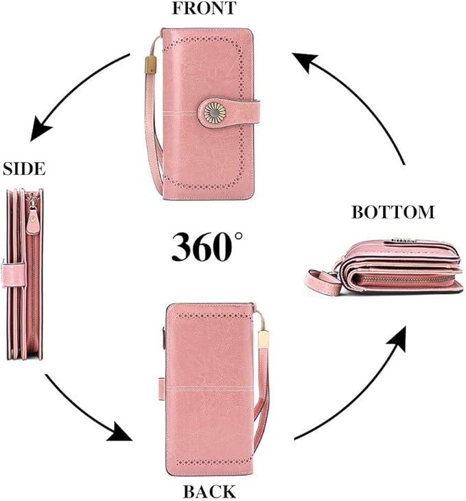 SENDEFN Wallets for Women Leather Credit Card Holder with RFID Blocking Large Capacity Wristlet | with RFID Blocking, Large Capacity, Wristlet, with RFID Blocking, Large Capacity, Wristlet
