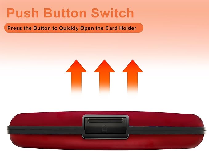 Mayski Credit Card Holder, RFID Blocking, Aluminum Alloy Hard Case, Small Mini Business Metal Wallet for Women Men, Red