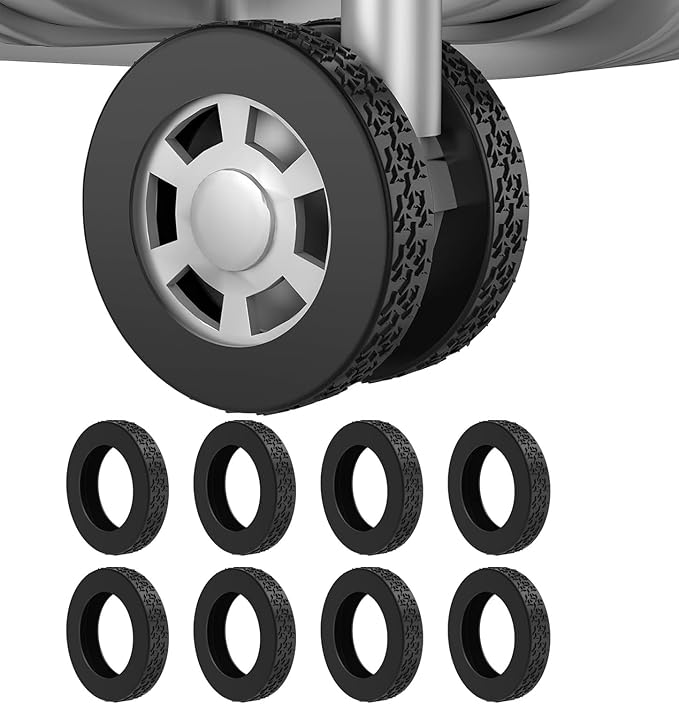 8Pcs Luggage Wheel Covers,Luggage Wheel Protector Covers for 2-2.4 inches Wheels Suitcases,Anti-Scratch & Noise Reduction Design,luggage replacement wheels(Black)