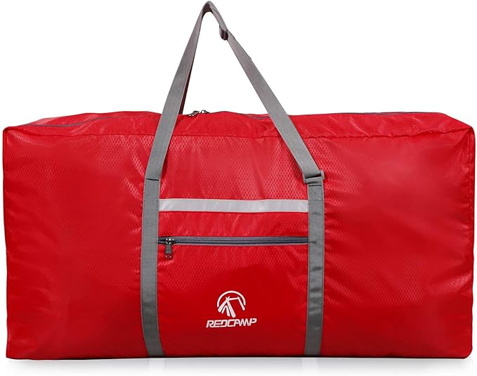 REDCAMP Foldable Extra Large Duffle Bag 100L/31 Inch, Lightweight Travel Duffel Bag with Adjustable Strap for Men Women,Red
