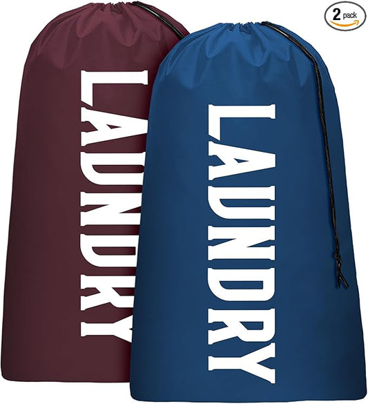 Laundry Bag, Travel Laundry Bag Machine Washable Dirty Clothes Organizer, Large Enough to Hold 4 Loads of Laundry, Easy Fit a Laundry Hamper or Basket (Wine+Navy, 24" x 36")