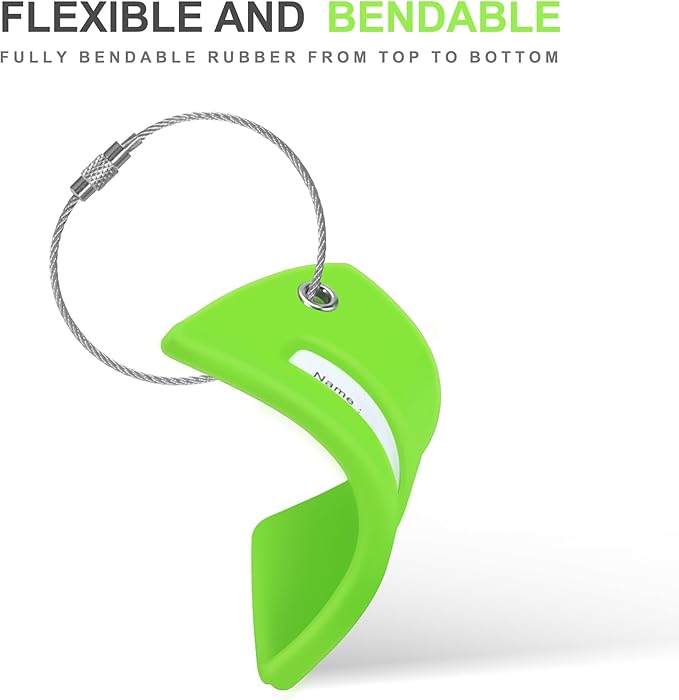 Gostwo 8 Pack Luggage Tags for Suitcases, 26 Initial Letter Travel Luggage Baggage Identification Labels ID Tags Fully Bendable Tags with Stainless Steel Loop (Letter K, Green)