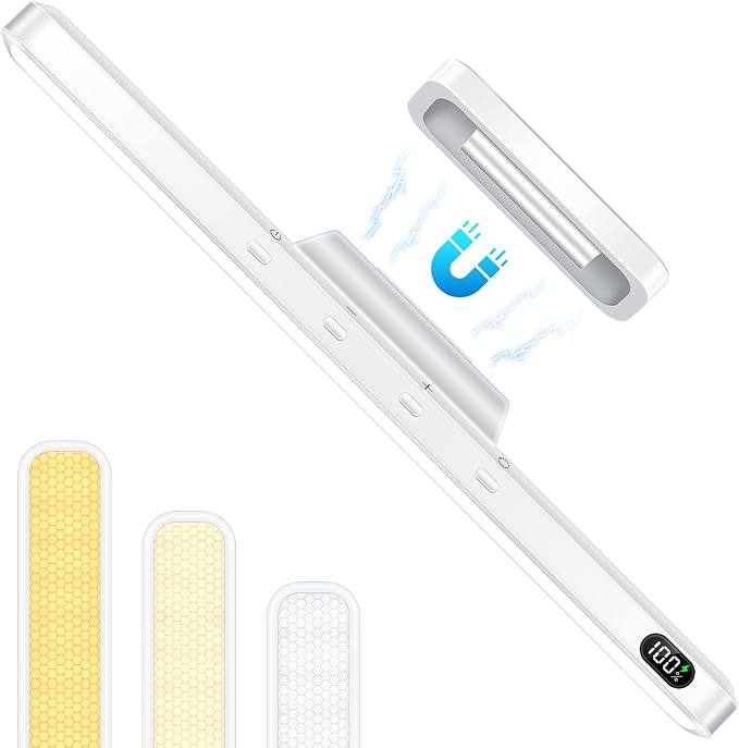 WILLED 5W Vanity Lights for Mirror, Eye-Friendly Mirror Light, 2500mah Rechargeable Under Cabinet Lights with Battery Display, Button Control Magnetic Light Bar for Closet, Bathroom and Desk