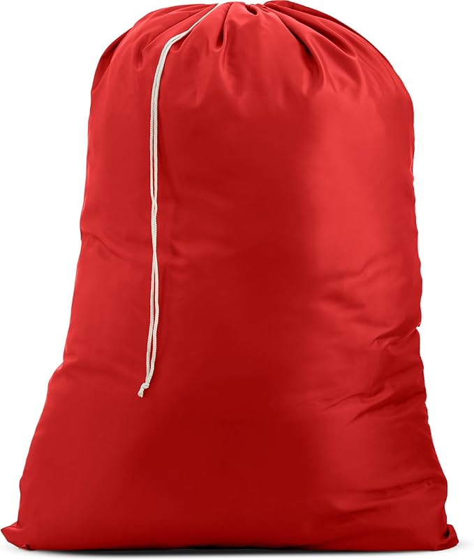 Handy Laundry Extra Large Heavy Duty Laundry Bag – Durable Nylon, Locking Drawstring, Machine Washable, Fits Hamper or Basket, Travel & Dorm Essentials, Holds Up to 3 Loads (Red)