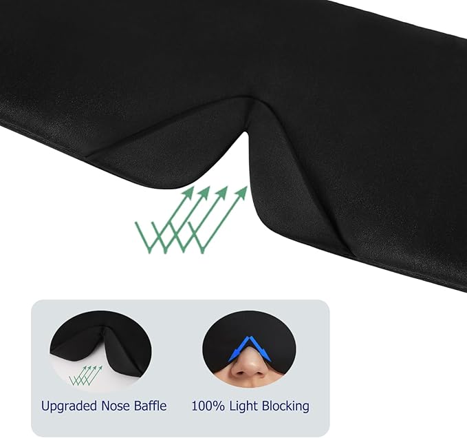 Mulberry Silk Sleeping Eye Mask, ALASKA BEAR Wraparound Style Comfort Ear Muff Blindfold and Soft Headband for Full Blackout and Hair Protection, Adjustable