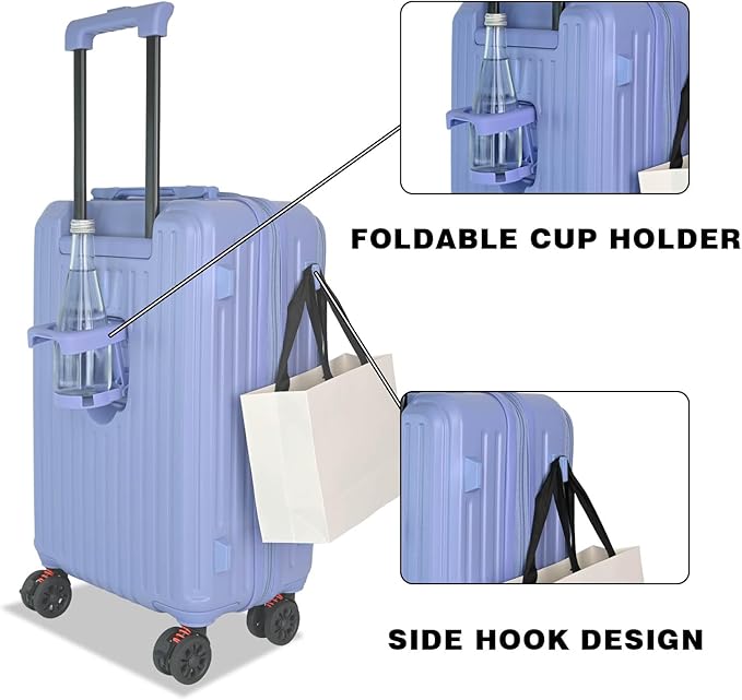 Carry on Luggage Airline Approved, Carry on Suitcases with Wheels, Expandable Suitcase with YKK zipper, Top Open Design Luggage with Spinner wheels, Perfect for Gift, Blue Luggage.