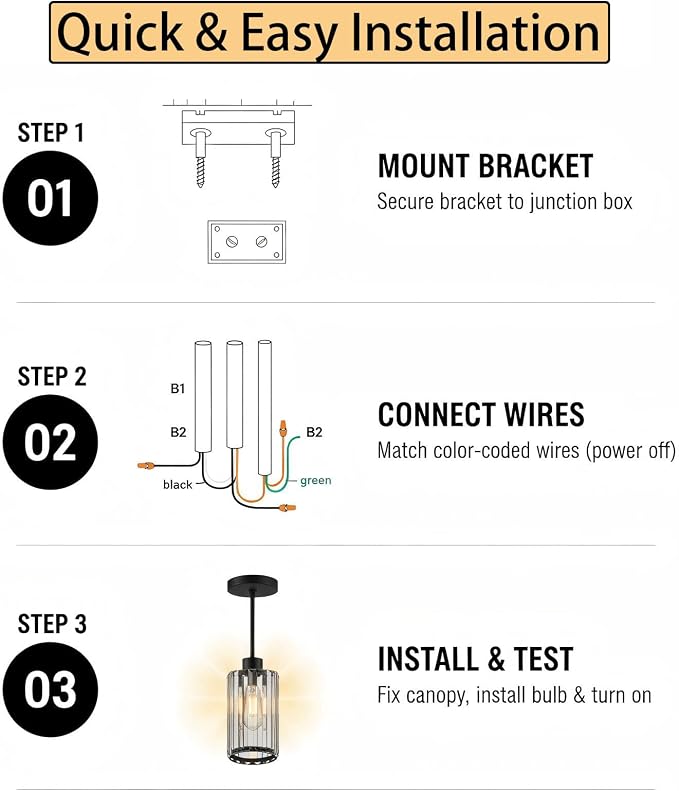Modern Clear Fluted Glass Pendant Light 1 Pack - Thick Ribbed Glass with Soft Glow, Adjustable E26 Hanging Lamp for Kitchen Island & Dining Room