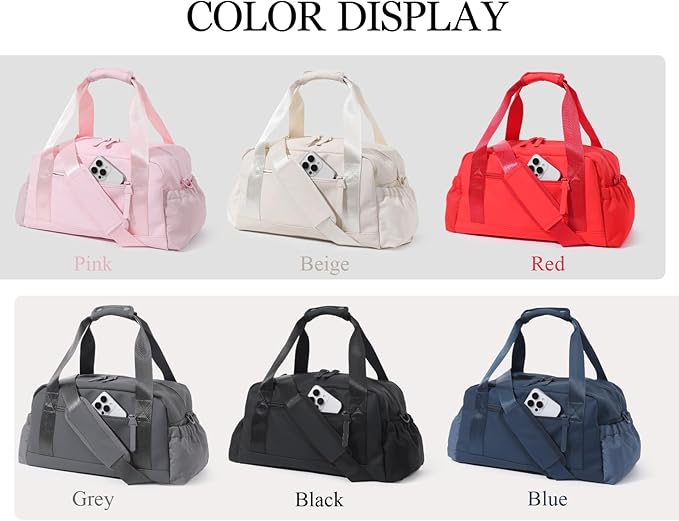 Small Gym Bag for Women, Mini Crossbody Gym Duffle Bag with Wet Compartment, Carry on Gym Tote Bag for Workout Dance Sport Travel (Medium-Beige)