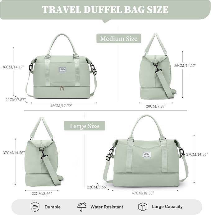Weekender Bags for Women,Personal Item Travel Bag with Shoes Compartment,Overnight Travel Duffel Bag with Toiletry Bag,Medium