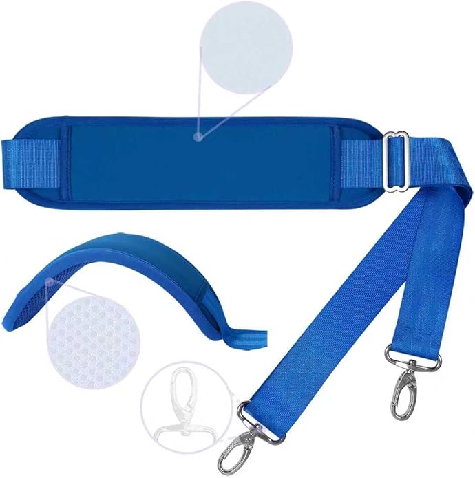 60 Inch Shoulder Strap with Removable Ultra-Thick Pad，Adjustable Buckles and Metal Hooks