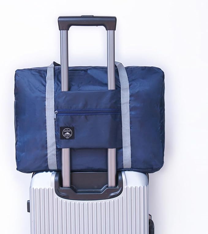 Foldable Travel Duffel Bags 2PCS Tote Carry On Luggage Spirit Airlines Personal Item Sports Gym Weekender Overnight Bags for Women and Men (Red+Blue)
