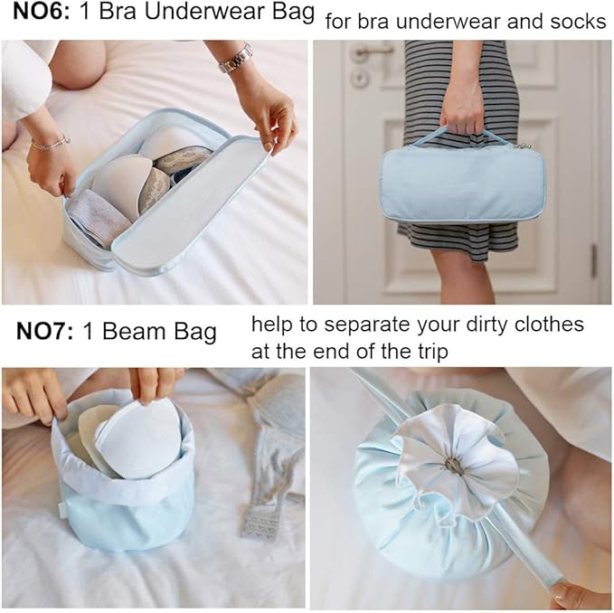 Travel Packing Cubes 8 Pcs Set, Luggage Packing Organizers with Shoe Bag and Toiletry Bag