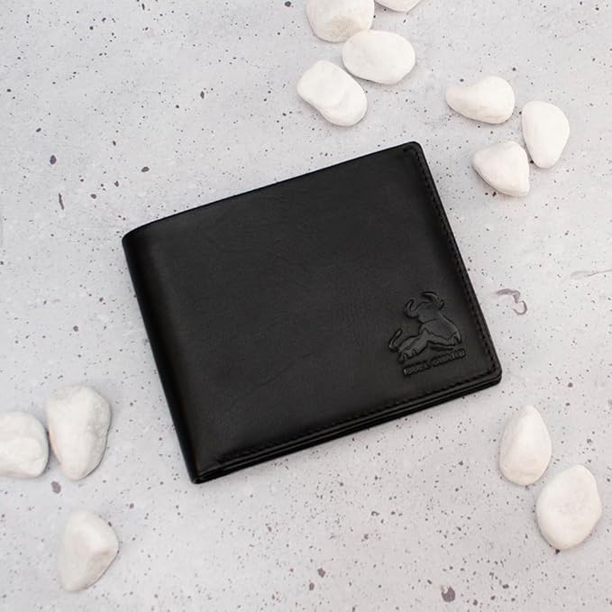 BULL GUARD RFID Blocking Wallet For Men Bifold Soft Black Genuine Nappa Leather Secure and Durable Extra Capacity Billfold with 11 Credit Cards