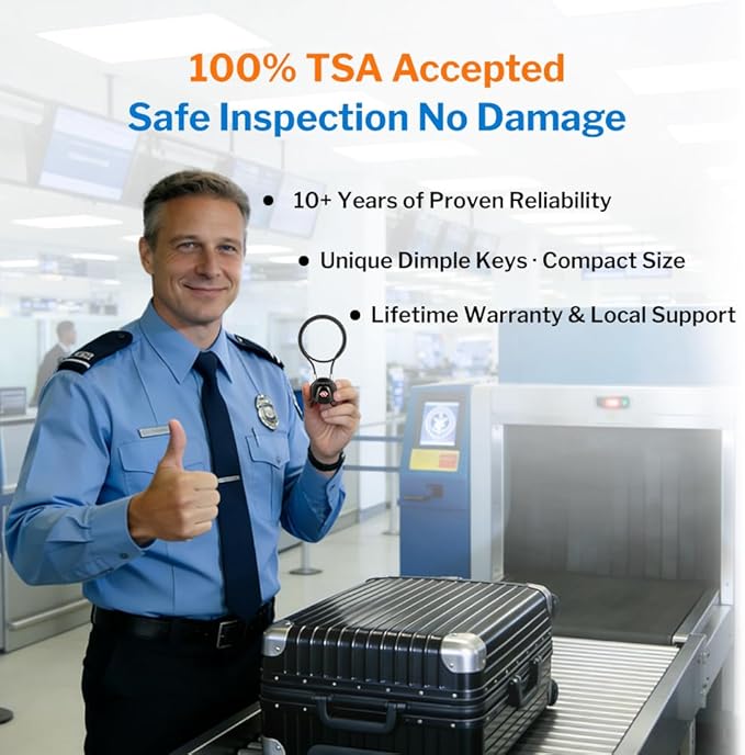 Forge TSA Approved Luggage Locks, Ultra-Secure Dimple Key Travel Lock, Extra long-15'' Cable Locks with Zinc Alloy Body
