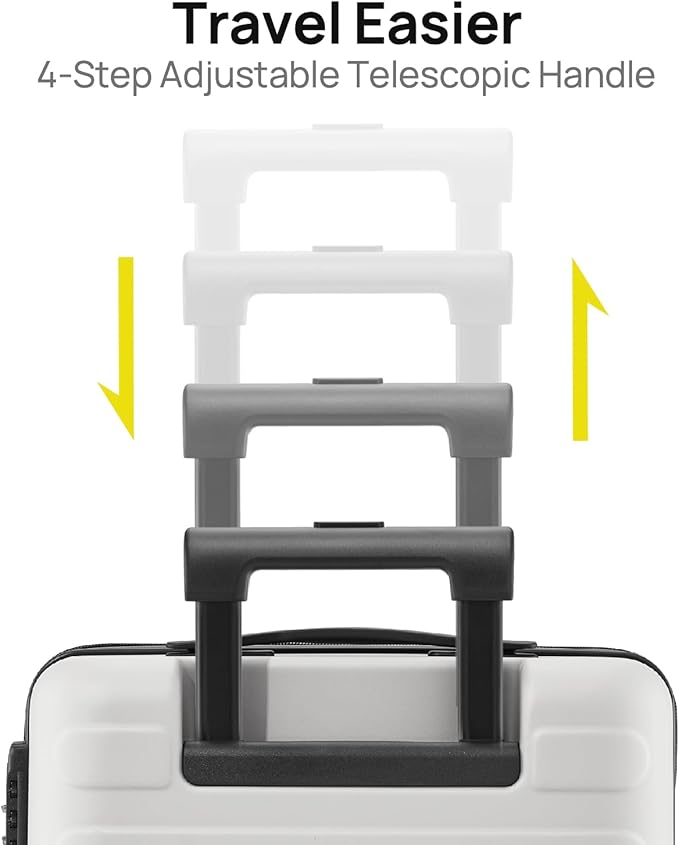 NINETYGO Carry On Luggage 22x14x9 Airline Approved, 20 Inch Luggage with Smooth Spinner Wheels, Lightweight, Hard Shell PC Suitcase Carry-On, Travel Luggage, TSA Approved (Lily White, Rhine Basic)