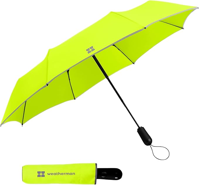 Weatherman Umbrella - Premium Small Compact Mini Umbrellas for Traveling - Windproof Umbrellaas Resists Up to 45 MPH Winds - Traveling Umbrellasa for Rain, Wind, Purse, Pocket, Backpack, Car - Portable Travel Umbrellas Easy Auto Open Close w/ Strong Fi...
