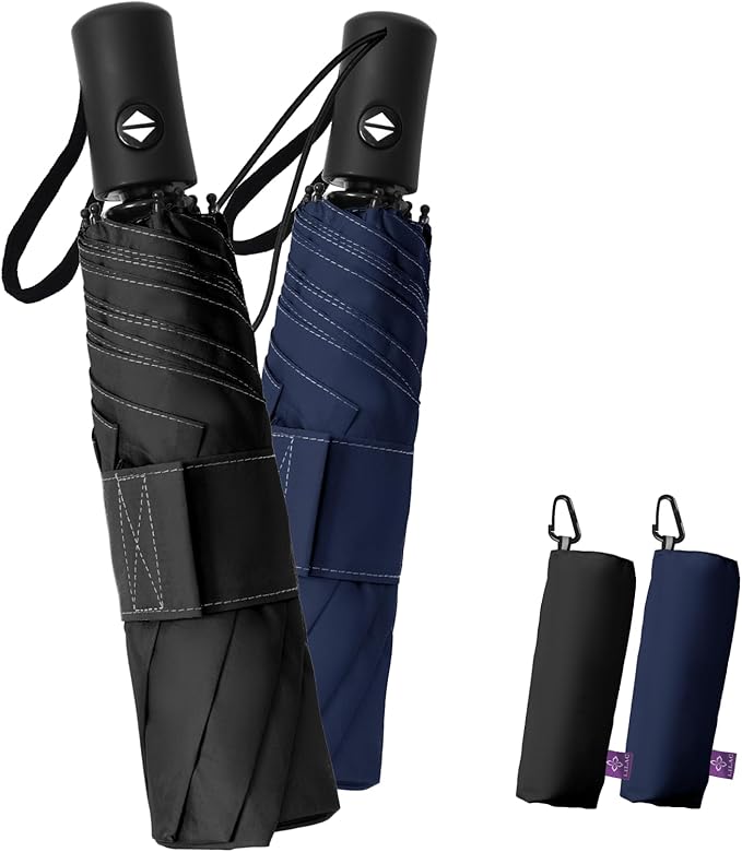 Compact Travel Windproof Umbrella, 43" Auto open/close Folding Quick Dry Umbrellas for Rain, Lightweight Portable Small for Backpack Car, Thoughtful Gift for Women Men Kids, TSA Approved
