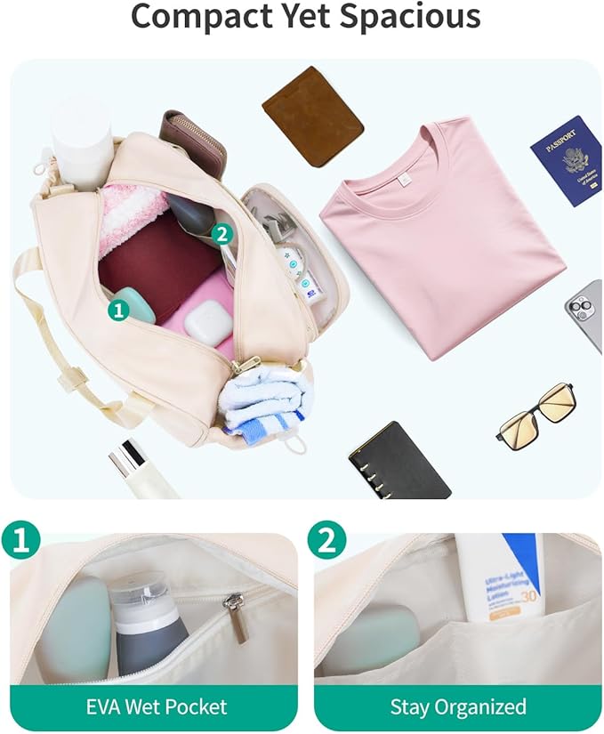 Ceneda 12 inch Mini Gym Bag for Women, Small Duffle Bag with Wet Pocket, Lightweight Multi-Pocket Travel Tote for Yoga, Sports, Workout, Daily Use - Water-Resistant