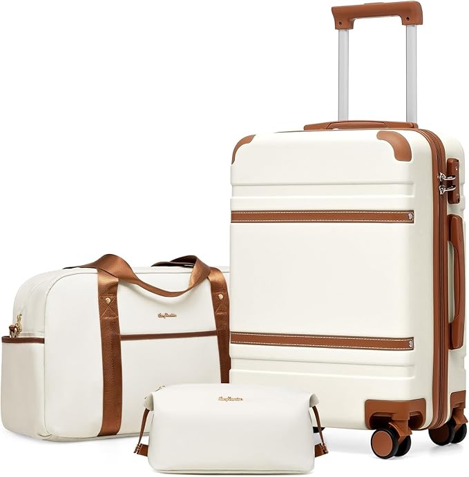LONG VACATION Carry On Luggage Set 3 Piece, 20 Inch ABS+PC Hardshell Carry on Suitcase with Spinner Wheels TSA Lock & YKK Zipper