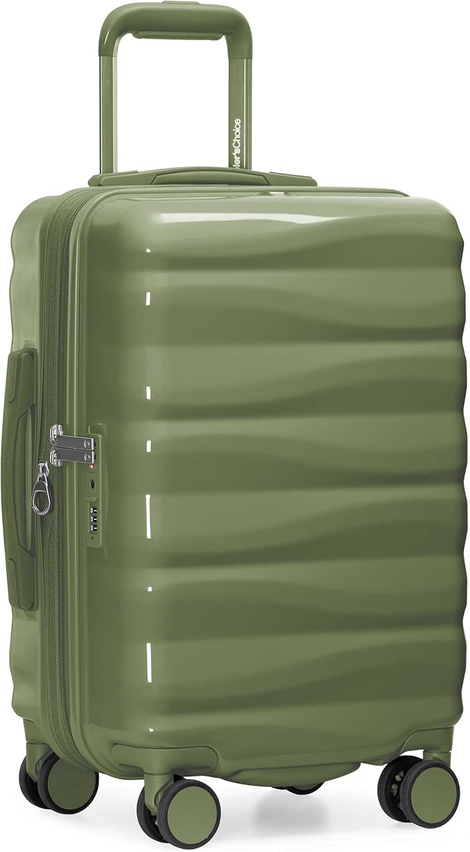 Traveler's Choice Edinburgh II Hardside Spinner Luggage, TSA Lock, Green, 21" Carry-on