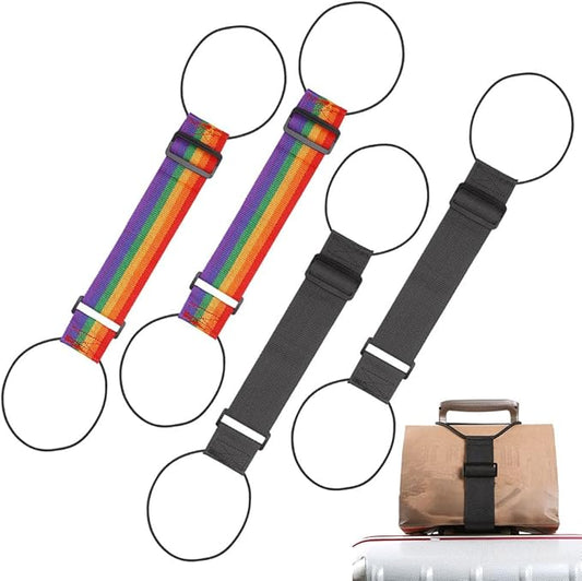 Multi Use Strong Adjustable Luggage Connector Straps, 2026 New Flexible and Adjustable Elastic Fastening Belt for Luggage Strap, Add a Bag Easy to Travel Suitcase (Black Iridescent 4Pcs)