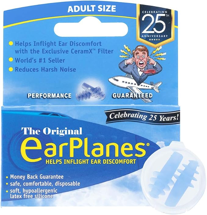 Original Adult EarPlanes by Cirrus Healthcare Earplugs Airplane Travel Ear Protection (1 Pair)
