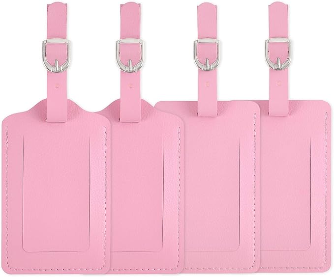 Luggage Tags, Leather Personalized Suitcase Tag Set Luggage id Tags Labels Travel Accessories-Set of 4