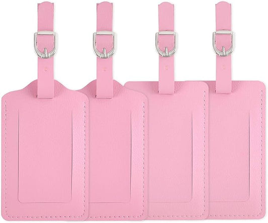 Luggage Tags, Leather Personalized Suitcase Tag Set Luggage id Tags Labels Travel Accessories-Set of 4