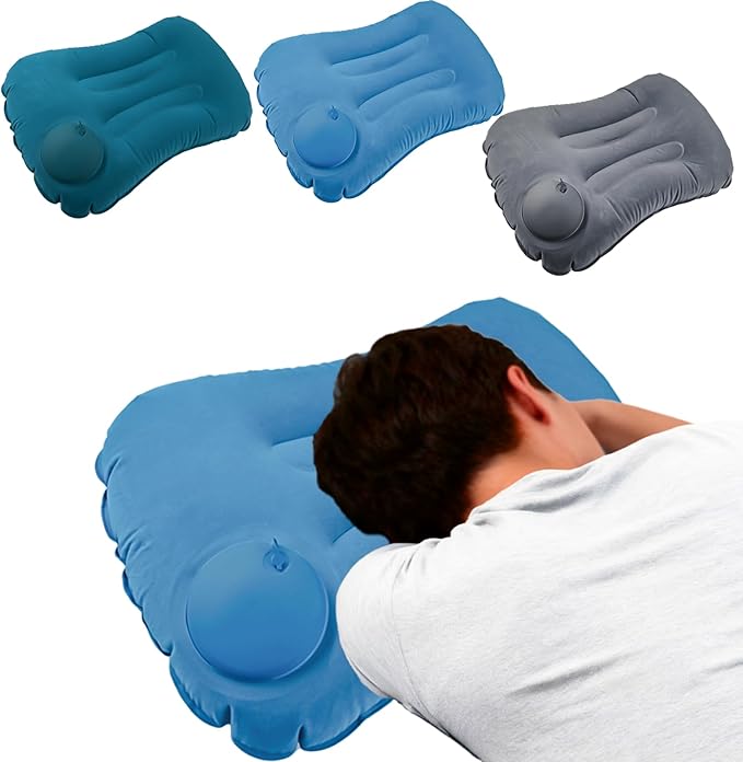 3 Pack 17 in Ultralight Inflatable Pillow Travel Pillow,Camping Pillow for Neck & Lumbar Support,Beach,Camping,Traveling,Hiking,Sleeping,Napping,Desk Rest(3Color)