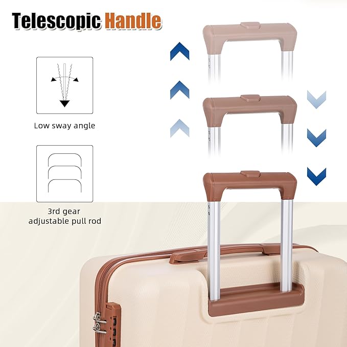 Luggage Sets 5 Piece Suitcases with Wheels,ABS Hard Case Suitcases with Spinner Wheels,Durable Travel Luggage(White, 5 Piece Set(20"/24"/28"))