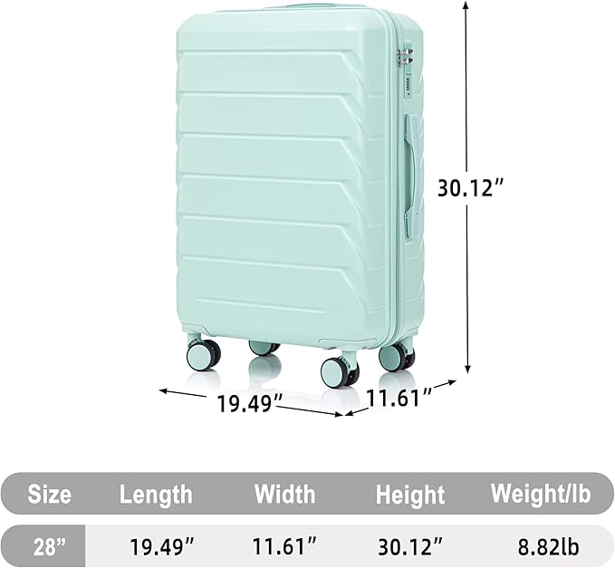 28 Inch ABS Hard Shell Large Luggage With Combination Lock and Side Hooks, Blue