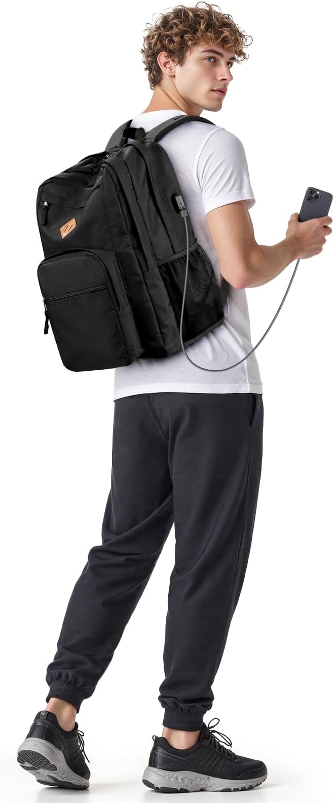 ZORFIN 36L Backpack for College, and Travel: Water Resistant Bookbag - Steel blue
