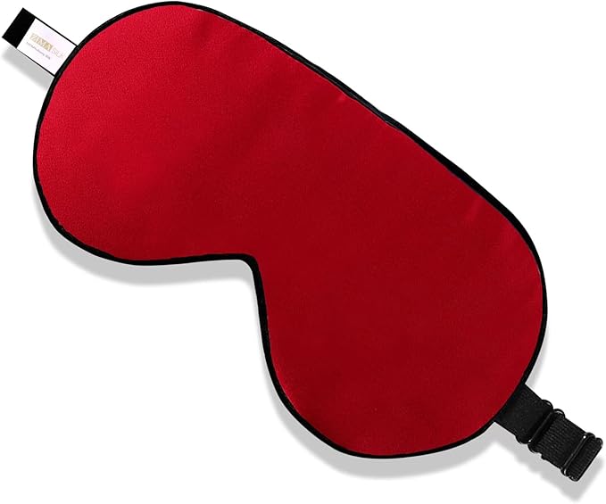 ZIMASILK 100% Natural Silk Sleep Mask Blindfold,Adjustable Super-Smooth Soft Eye Mask for Sleep with Bag (Burgundy)