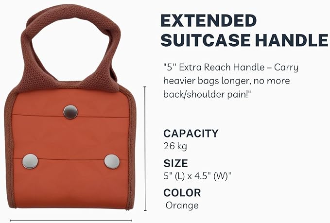 Luggage Handle Extender – 7.5-Inch Soft Grip Extension Strap, Secure Travel Handle Attachment for Carry-On & Suitcase, Durable Nylon Grip for Comfortable Lifting (Burnt Orange & Coffee Brown)