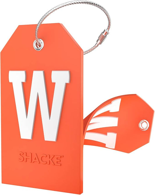 Shacke Initial Luggage Tag with Full Privacy Cover and Stainless Steel Loop – (Letter W)