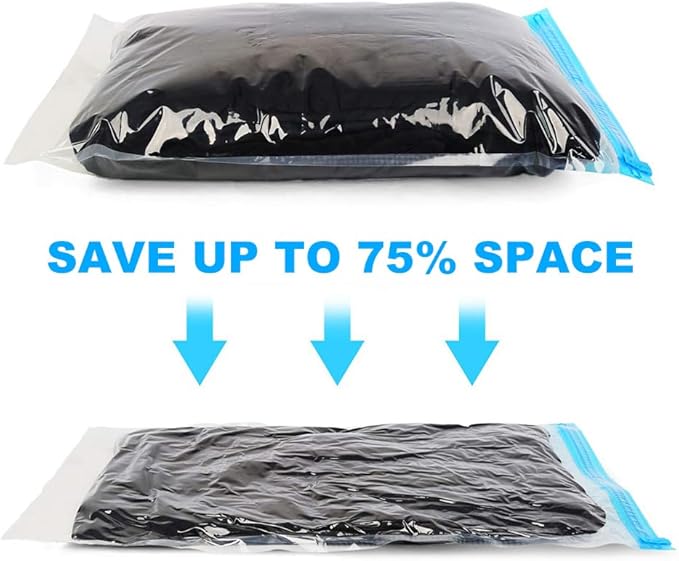 Compression Bags - Travel Accessories - 10 Pack Space Saver Bags - No Vacuum or Pump Needed - Vacuum Storage Bags for Travel Essentials - Home Packing-Organizers (Blue)