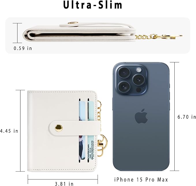 Airkit Small Wallets Woman RFID Blocking Leather Credit Card Holder - with ID Window - Card Wallets for Women - with Zipper Coin Purse - Keychain Wallet