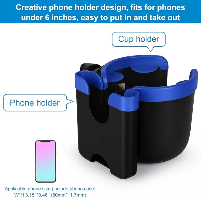 Accmor Stroller Cup Holder with Phone Holder, Bike Cup Holder, Universal Cup Holder for Uppababy Nuna Doona Strollers, 2-in-1 Cup Phone Holder for Stroller Bike Wheelchair Walker Accessory