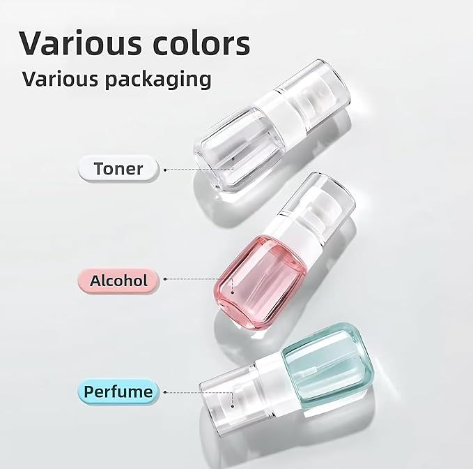 6 Pack 1oz 30ml Travel Spray Bottles TSA Approved - Leakproof Plastic Fine Mist Sprayers for Toiletries, Skincare & Plants, Portable Mini Sprayer Set with Secure Caps & Assorted Colors