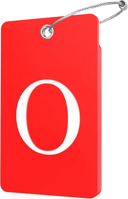 Gostwo 2 Pack Luggage Tags for Suitcases, 26 Initial Letter Travel Luggage Baggage Identification Labels ID Tag Fully Bendable Tags with Stainless Steel Loop (Red) (Letter O)