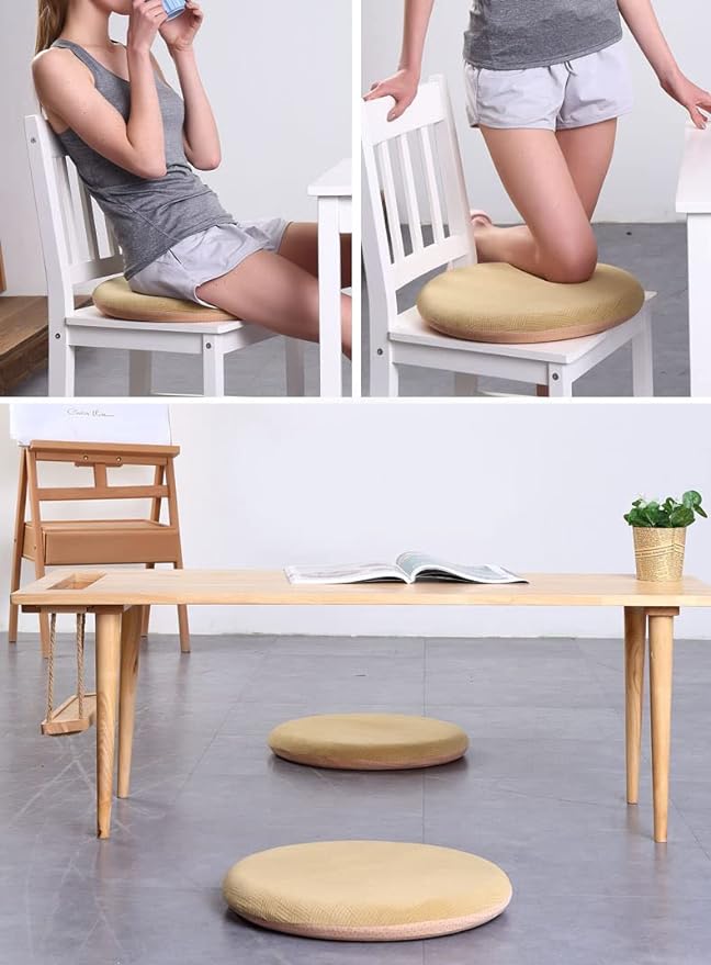 Sigmat Memory Foam Seat Cushion Anti-Slip Soft Round Stool Cushion Chair Pad 13 Inch Camel