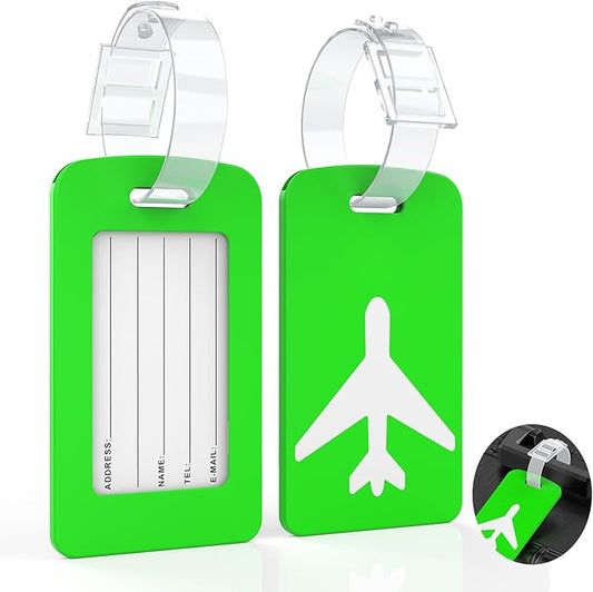 2 Pack Silicone Luggage Tag with Name ID Card Perfect to Quickly Spot Luggage Suitcase, TSA Approved, Luggage Identifiers for Suitcases and Bags, Privacy Protection Travel Suitcase Tags