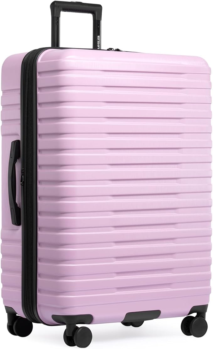 U.S. Traveler Boren Expandable Hardside Rugged Travel Luggage with 8 Spinner Wheels, Lavender, Checked-Large 30-Inch